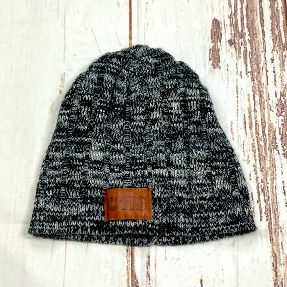 OTIS Beanie Hat Woven Heathered Black & Gray Sz OSFM